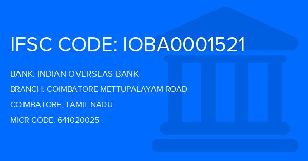 Indian Overseas Bank (IOB) Coimbatore Mettupalayam Road Branch IFSC Code