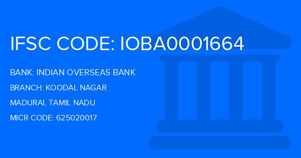 Indian Overseas Bank (IOB) Koodal Nagar Branch IFSC Code