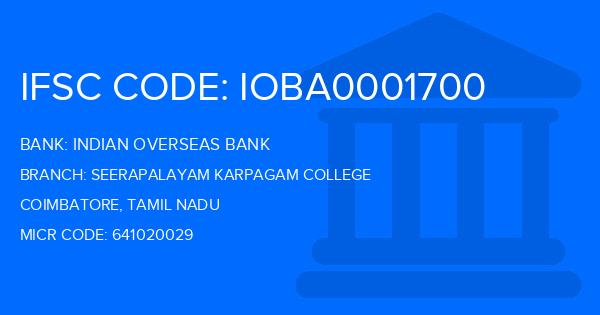 Indian Overseas Bank (IOB) Seerapalayam Karpagam College Branch IFSC Code