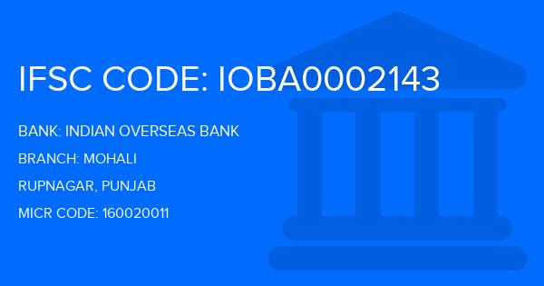 Indian Overseas Bank (IOB) Mohali Branch IFSC Code