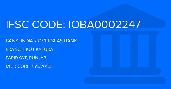 Indian Overseas Bank (IOB) Kot Kapura Branch IFSC Code