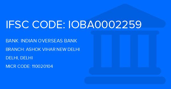 Indian Overseas Bank (IOB) Ashok Vihar New Delhi Branch IFSC Code