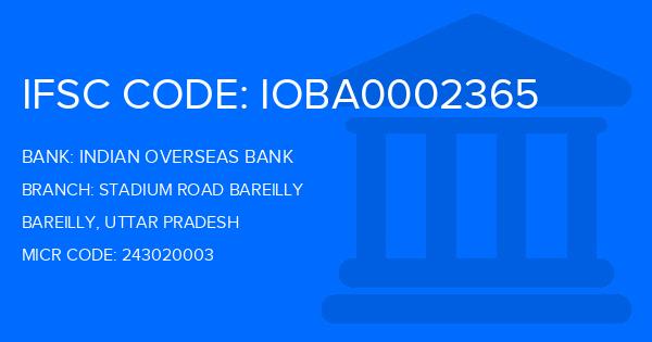 Indian Overseas Bank (IOB) Stadium Road Bareilly Branch IFSC Code