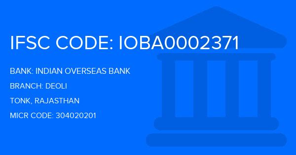 Indian Overseas Bank (IOB) Deoli Branch IFSC Code