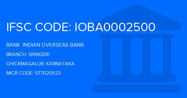 Indian Overseas Bank (IOB) Sringeri Branch IFSC Code