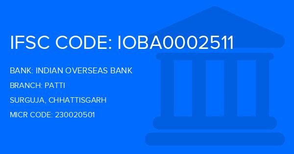 Indian Overseas Bank (IOB) Patti Branch IFSC Code
