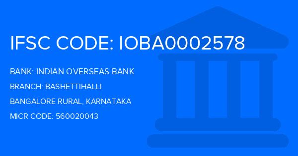 Indian Overseas Bank (IOB) Bashettihalli Branch IFSC Code