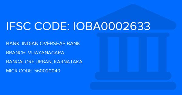 Indian Overseas Bank (IOB) Vijayanagara Branch IFSC Code