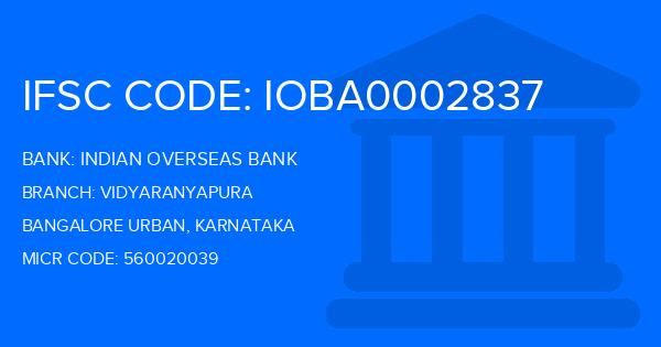 Indian Overseas Bank (IOB) Vidyaranyapura Branch IFSC Code