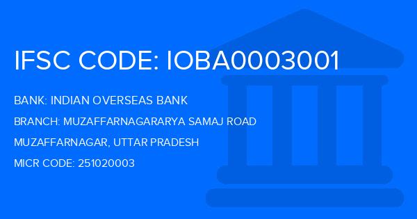 Indian Overseas Bank (IOB) Muzaffarnagararya Samaj Road Branch IFSC Code