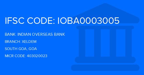 Indian Overseas Bank (IOB) Xeldem Branch IFSC Code