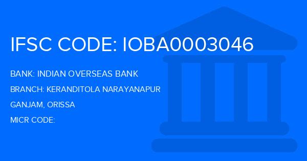 Indian Overseas Bank (IOB) Keranditola Narayanapur Branch IFSC Code