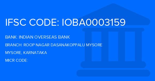 Indian Overseas Bank (IOB) Roop Nagar Dasanakoppalu Mysore Branch IFSC Code