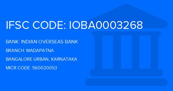 Indian Overseas Bank (IOB) Madapatna Branch IFSC Code