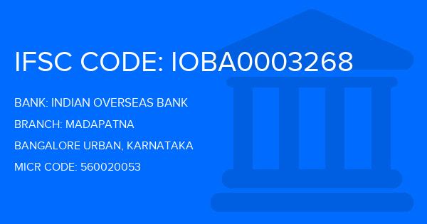 Indian Overseas Bank (IOB) Madapatna Branch IFSC Code