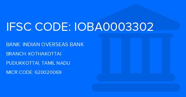 Indian Overseas Bank (IOB) Kothakottai Branch IFSC Code