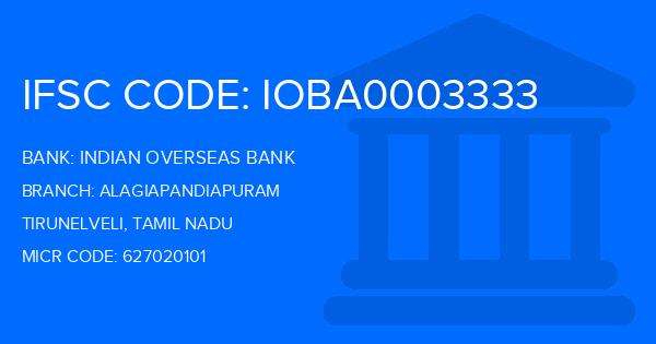 Indian Overseas Bank (IOB) Alagiapandiapuram Branch IFSC Code