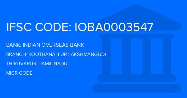 Indian Overseas Bank (IOB) Koothanallur Lakshmangudi Branch IFSC Code