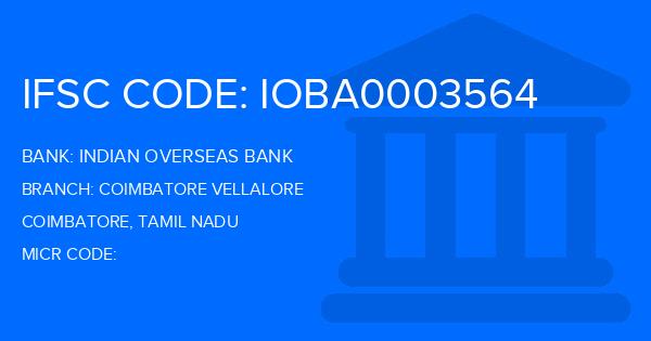 Indian Overseas Bank (IOB) Coimbatore Vellalore Branch IFSC Code