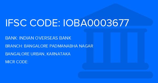 Indian Overseas Bank (IOB) Bangalore Padmanabha Nagar Branch IFSC Code