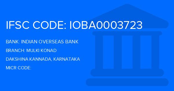 Indian Overseas Bank (IOB) Mulki Konad Branch IFSC Code