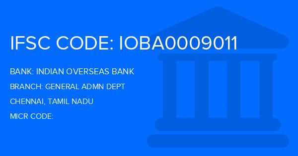 Indian Overseas Bank (IOB) General Admn Dept Branch IFSC Code
