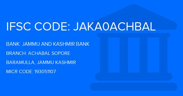 Jammu And Kashmir Bank Achabal Sopore Branch IFSC Code