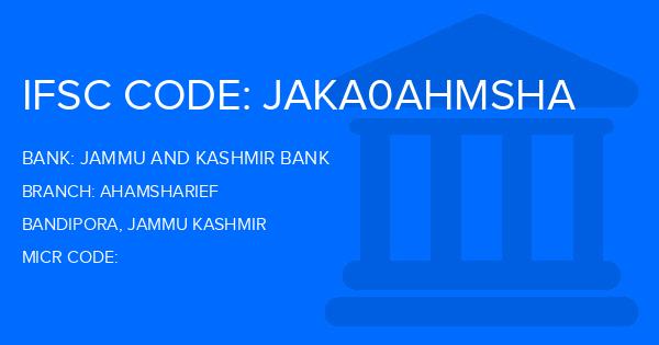 Jammu And Kashmir Bank Ahamsharief Branch IFSC Code