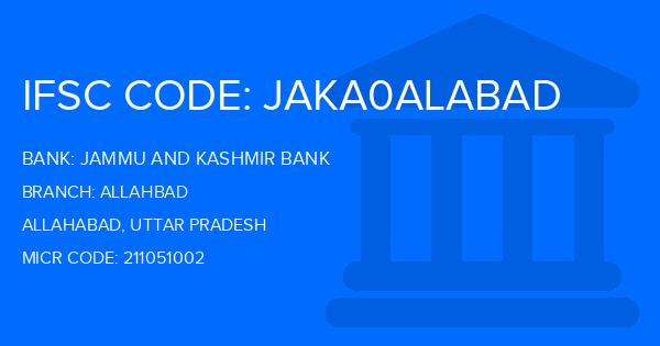 Jammu And Kashmir Bank Allahbad Branch IFSC Code