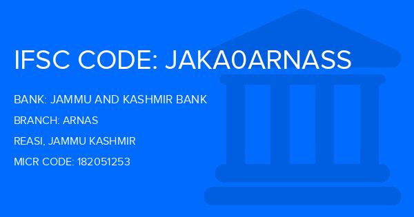 Jammu And Kashmir Bank Arnas Branch IFSC Code