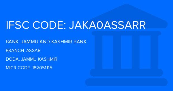 Jammu And Kashmir Bank Assar Branch IFSC Code