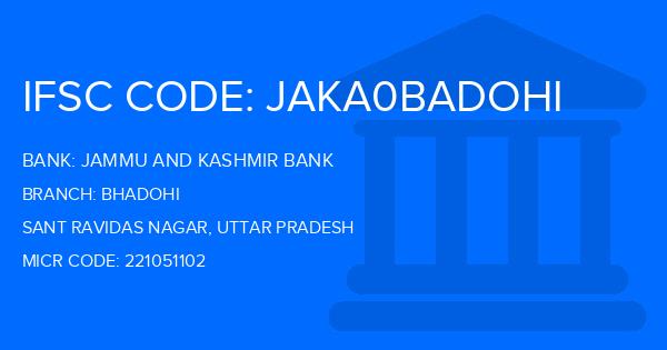 Jammu And Kashmir Bank Bhadohi Branch IFSC Code