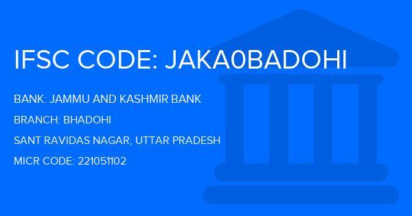 Jammu And Kashmir Bank Bhadohi Branch IFSC Code