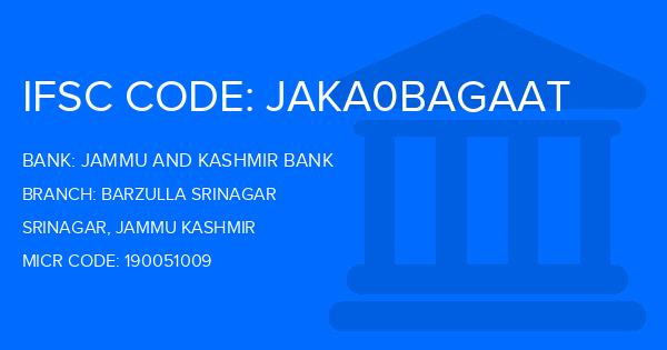 Jammu And Kashmir Bank Barzulla Srinagar Branch IFSC Code
