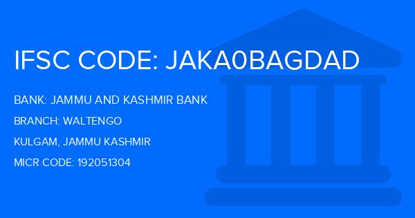 Jammu And Kashmir Bank Waltengo Branch IFSC Code
