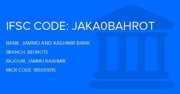 Jammu And Kashmir Bank Behrote Branch IFSC Code