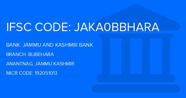 Jammu And Kashmir Bank Bijbehara Branch IFSC Code