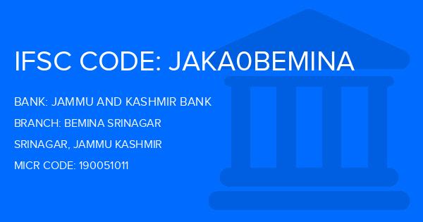 Jammu And Kashmir Bank Bemina Srinagar Branch IFSC Code