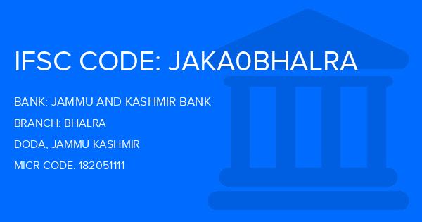 Jammu And Kashmir Bank Bhalra Branch IFSC Code