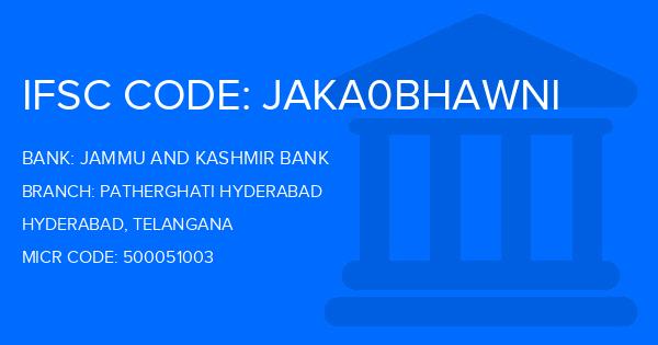 Jammu And Kashmir Bank Patherghati Hyderabad Branch IFSC Code