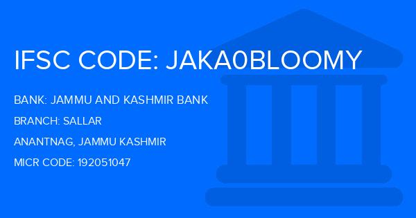 Jammu And Kashmir Bank Sallar Branch IFSC Code