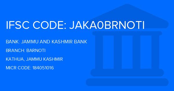 Jammu And Kashmir Bank Barnoti Branch IFSC Code