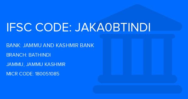 Jammu And Kashmir Bank Bathindi Branch IFSC Code