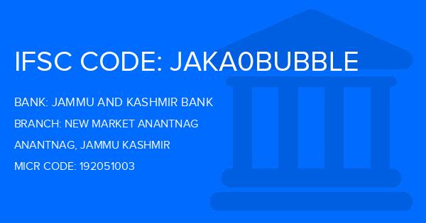 Jammu And Kashmir Bank New Market Anantnag Branch IFSC Code