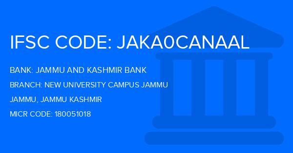 Jammu And Kashmir Bank New University Campus Jammu Branch IFSC Code