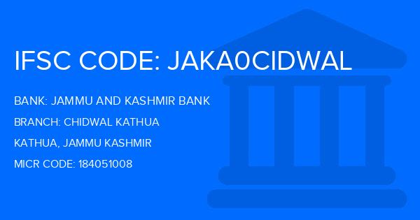 Jammu And Kashmir Bank Chidwal Kathua Branch IFSC Code