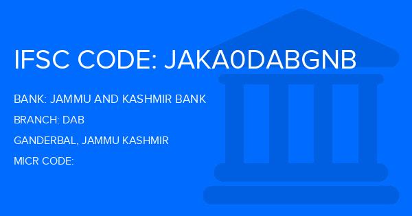 Jammu And Kashmir Bank Dab Branch IFSC Code