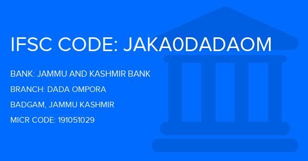 Jammu And Kashmir Bank Dada Ompora Branch IFSC Code