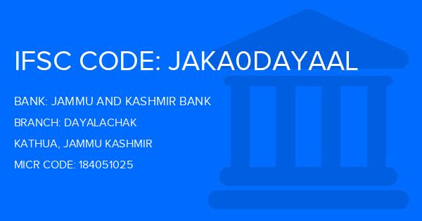 Jammu And Kashmir Bank Dayalachak Branch IFSC Code