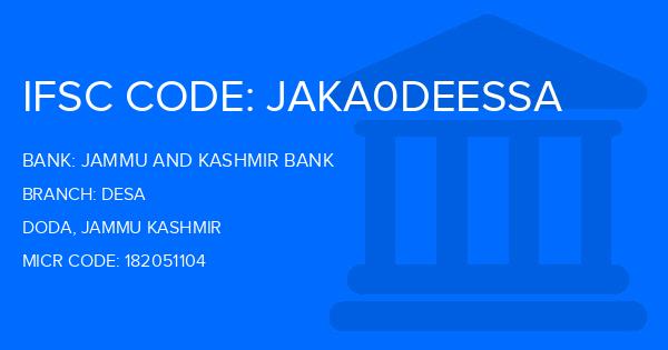 Jammu And Kashmir Bank Desa Branch IFSC Code